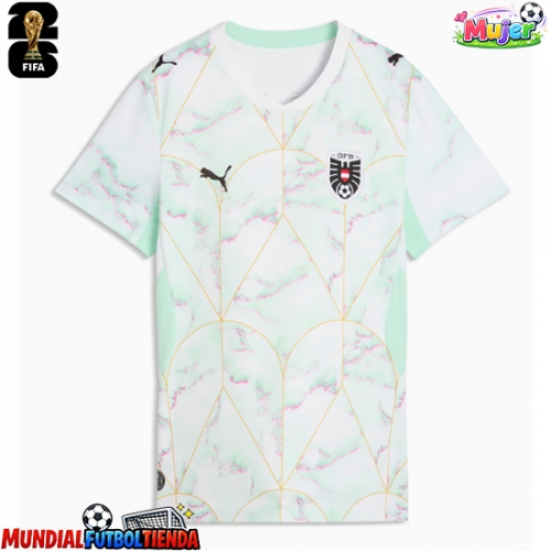Camiseta Austria Segunda Equipación Replica Mundial 2026 para mujer mangas cortas